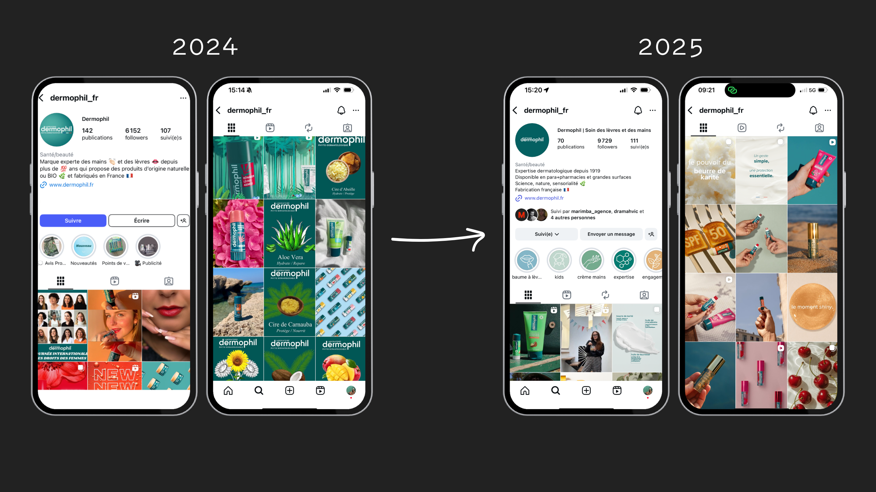 avant/après compte instagram